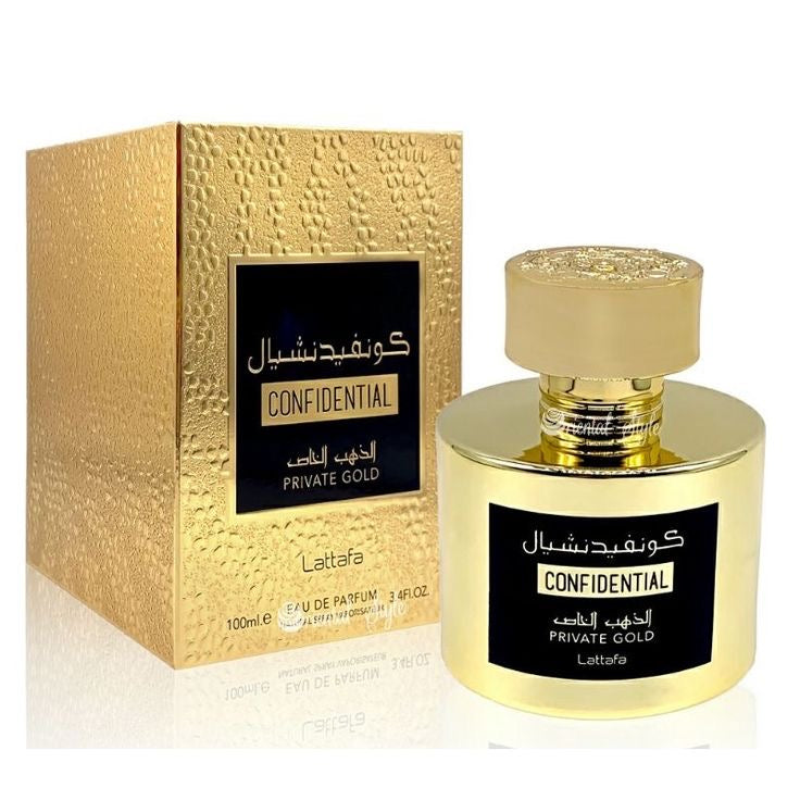 Confidential Private Gold de Lattafa – Eau de parfum -100ml - Senteurs du jardin